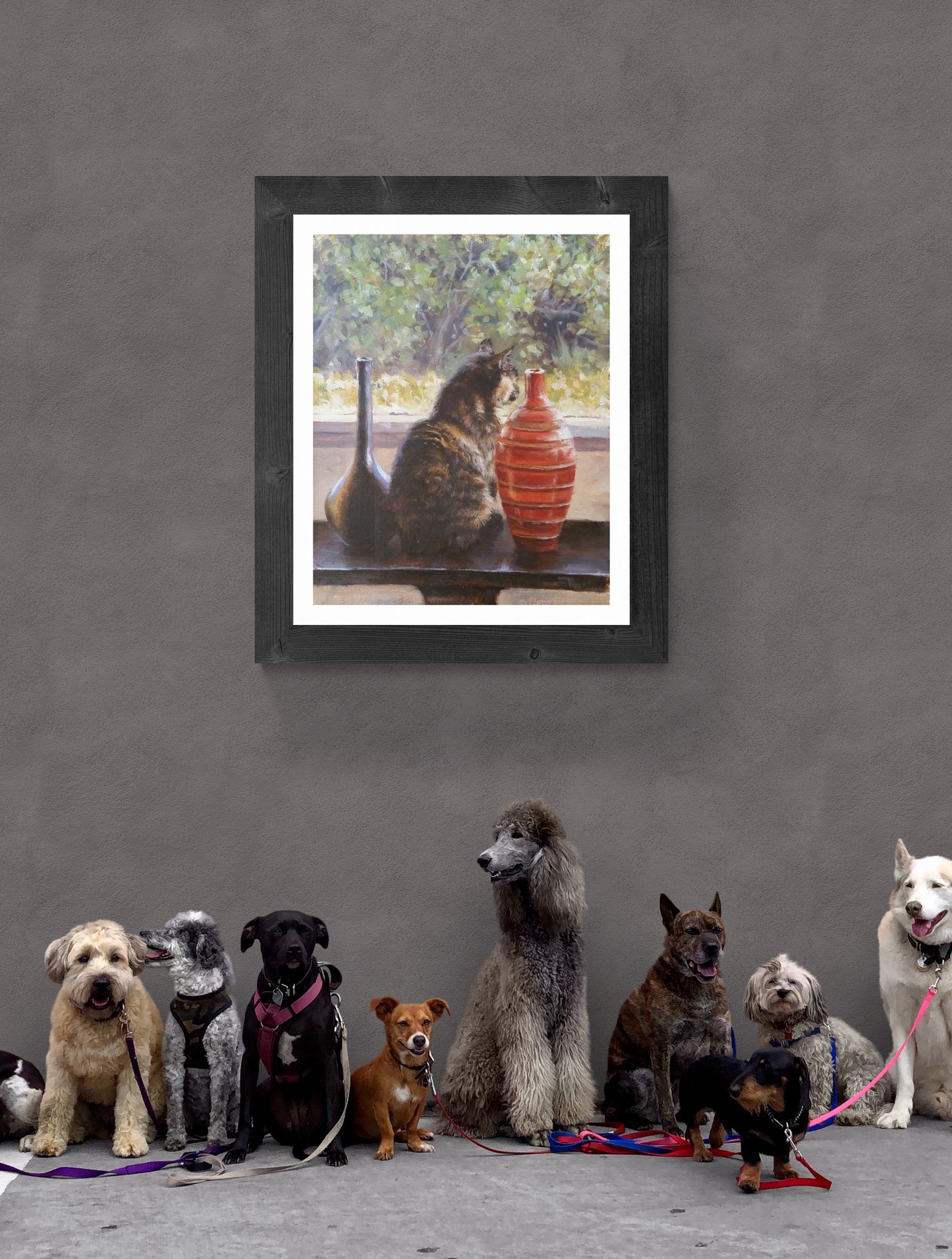 Calico Manx Cat watching Birds(Original Oil/Fine Art Prints)