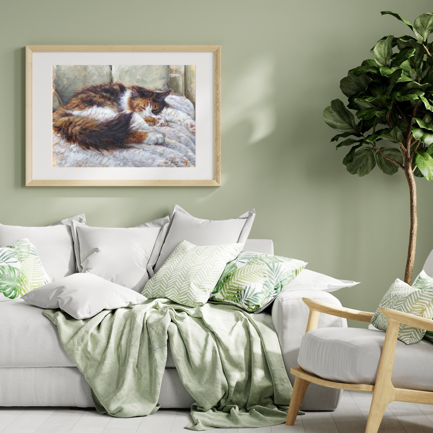 Sleeping Calico Cat-Fine Art Prints