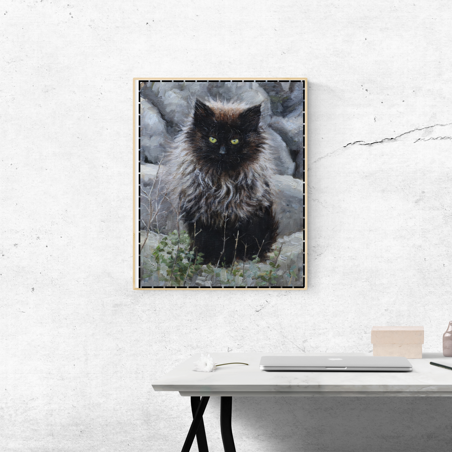 Grey Black Kitty(Original Oil)