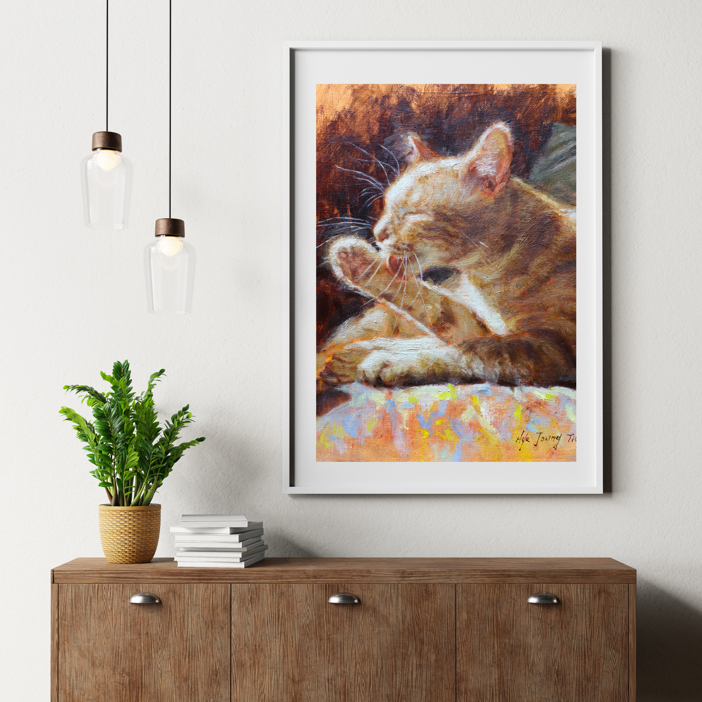 Ginger Cat Grooming(Original Oil)