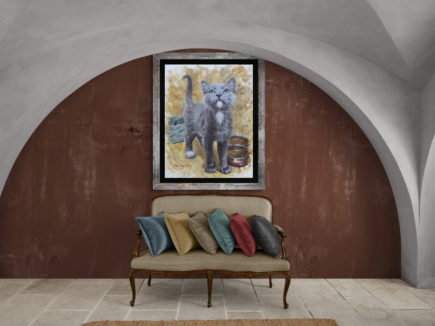 Grey kitten's stare(Original Oil)