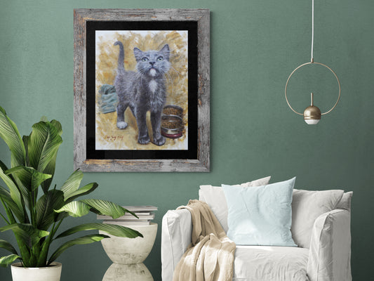 Grey kitten's stare(Original Oil)