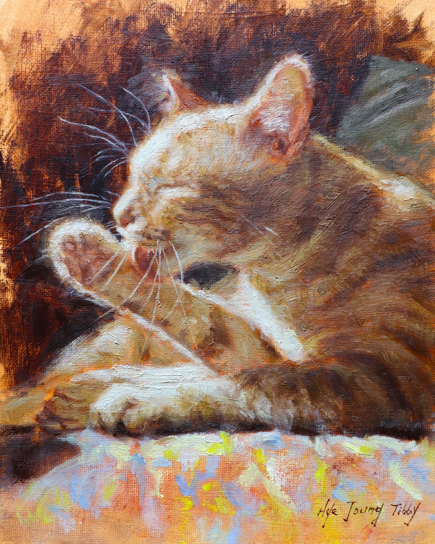 Ginger Cat Grooming(Original Oil)