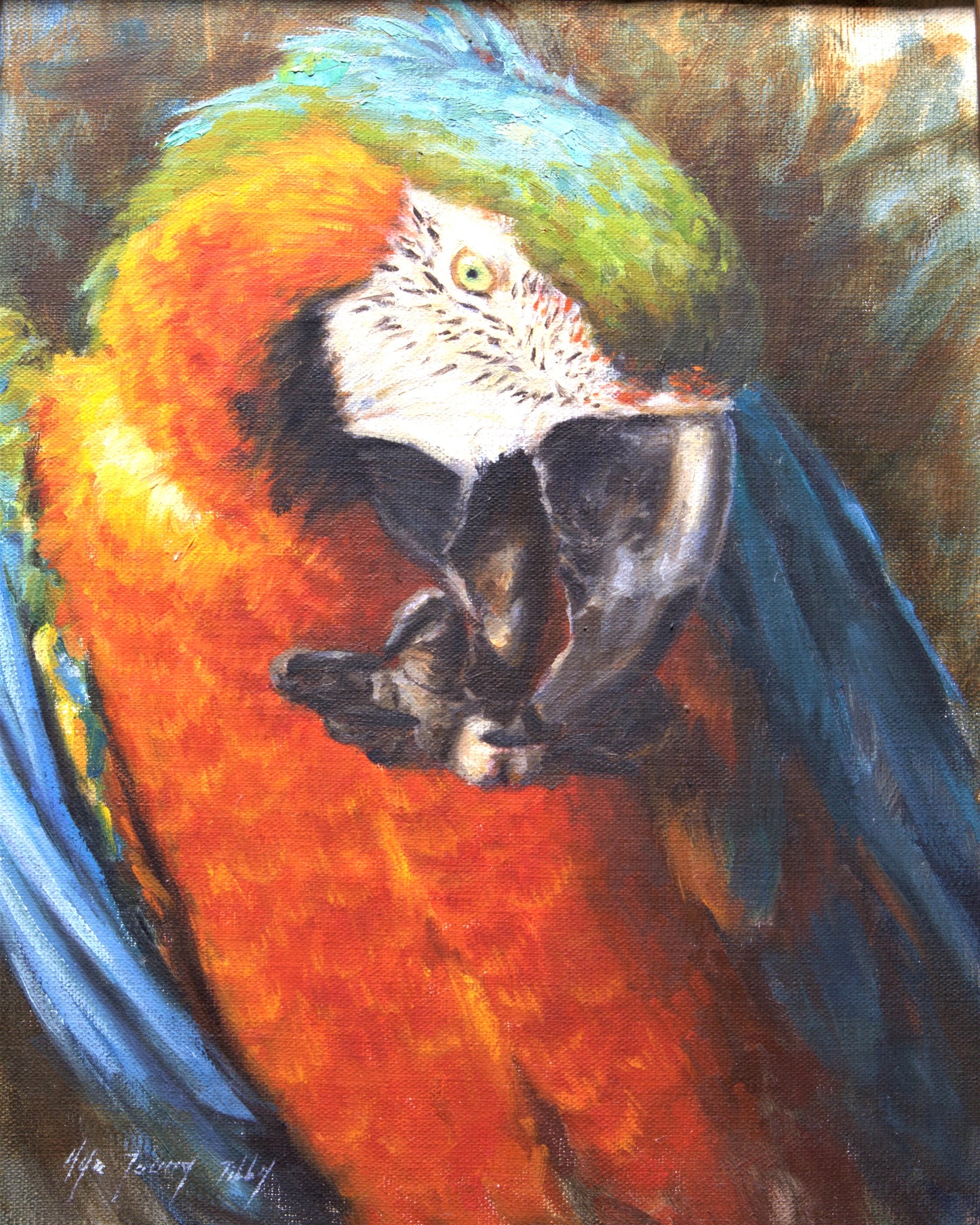 Parrot eating a nut(Original Oil)