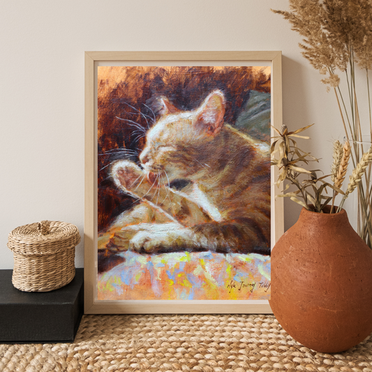 Ginger Cat Grooming(Original Oil)