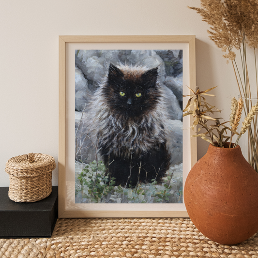 Grey Black Kitty(Original Oil)