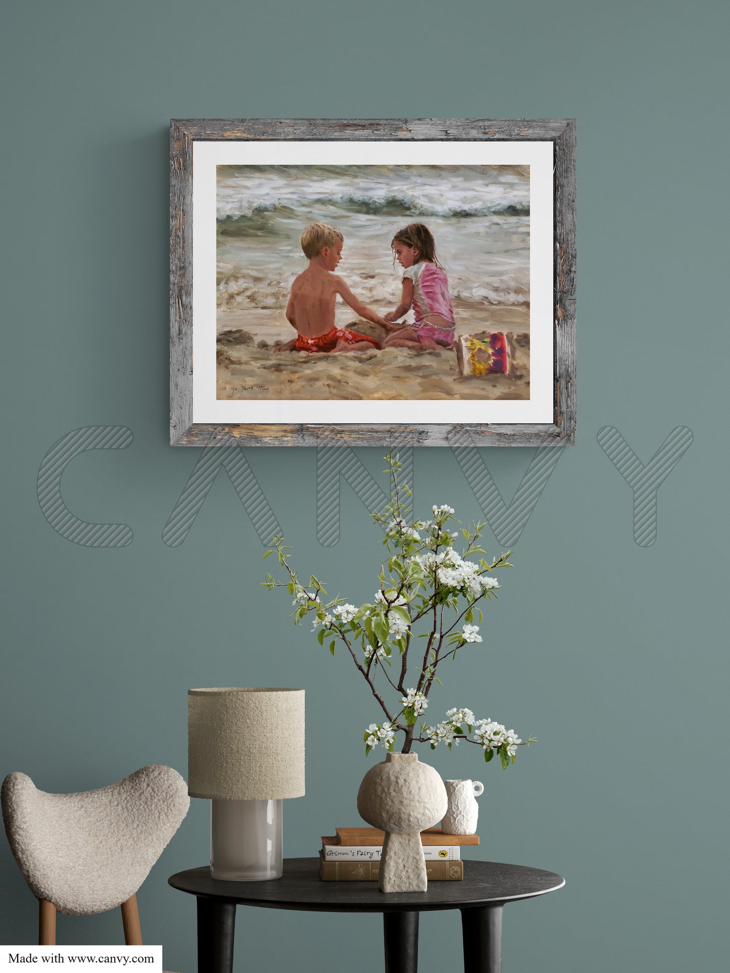 Boy and Girl On The Beach(Original Oil/Fine Art Prints)