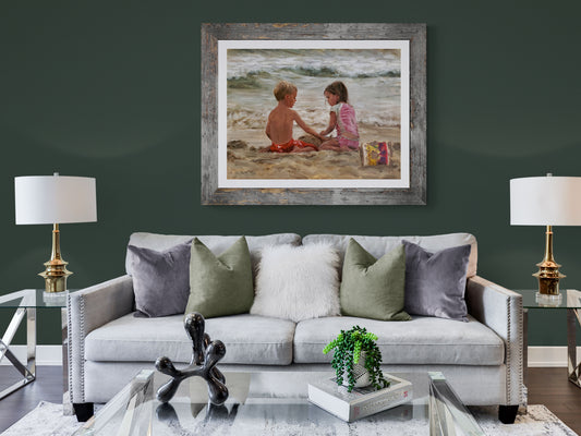 Boy and Girl On The Beach(Original Oil/Fine Art Prints)