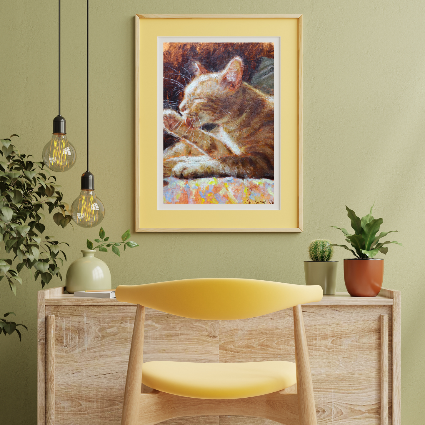 Ginger Cat Grooming(Original Oil)