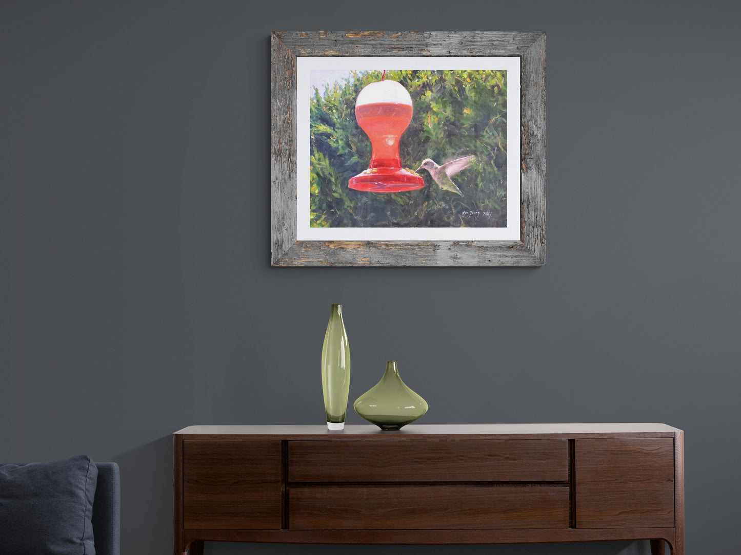Hummingbird drinking(Original Oil/Fine Art Prints)