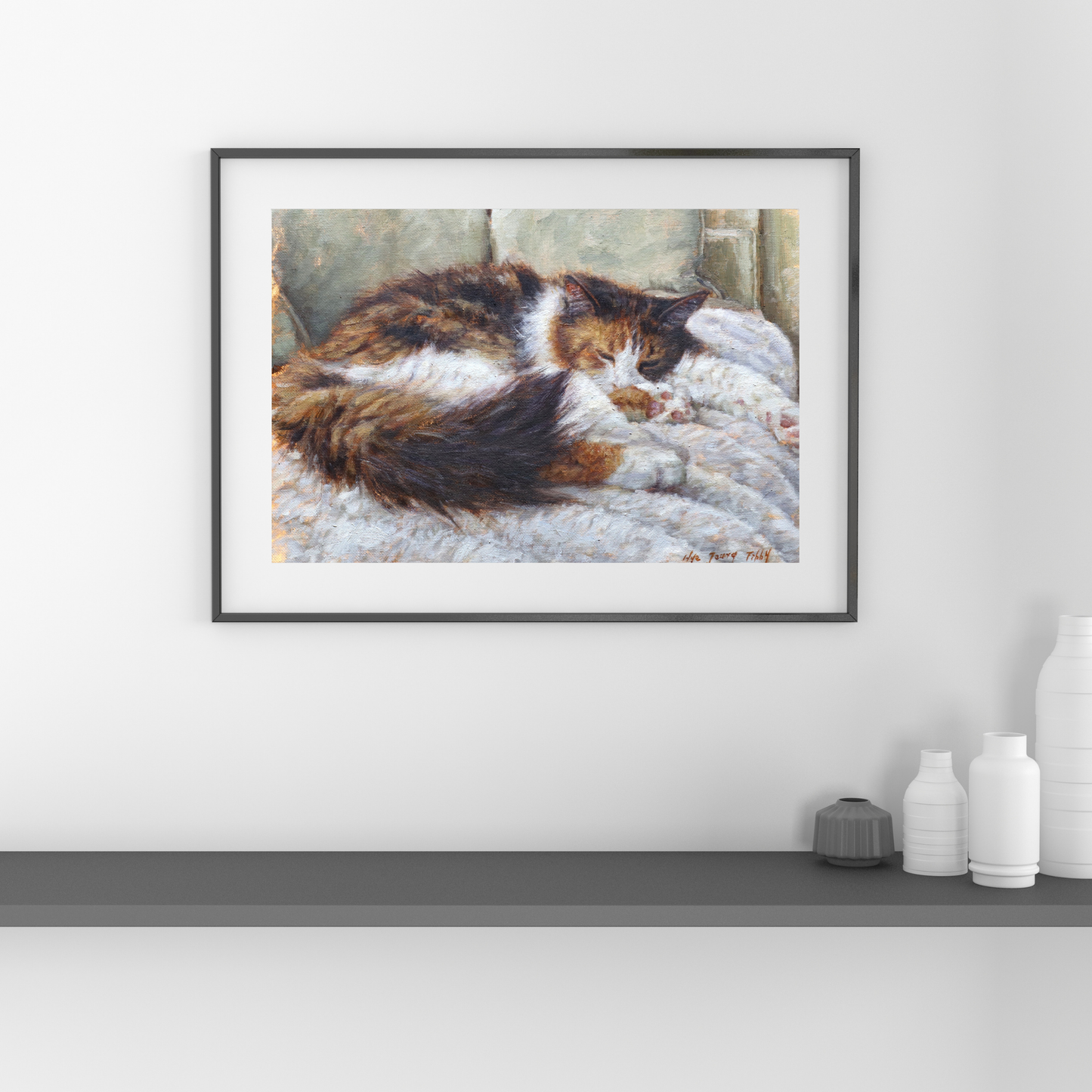 Sleeping Calico Cat-Fine Art Prints