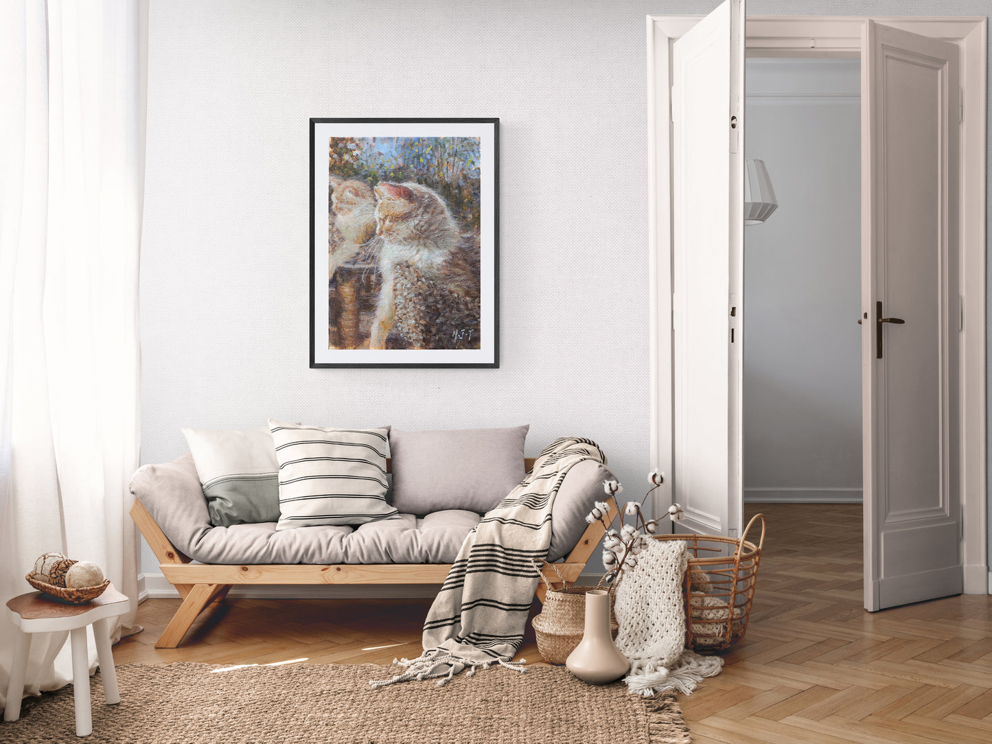 White and Yellow Cat By The Window